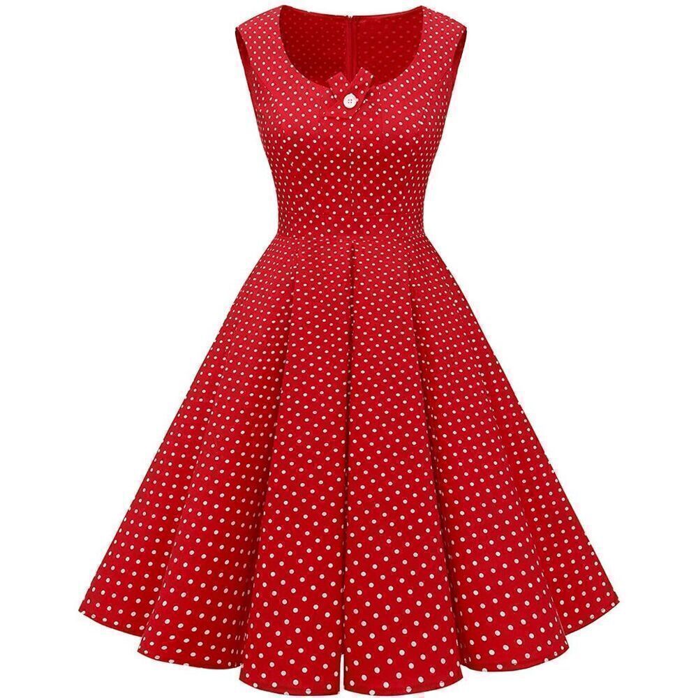 ❤️ Pinup 1950s Retro Red Polka Dot Disney Minnie Mouse Dress S, XL NWT